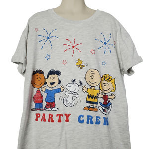 Peanuts Girls Shirt Size 10-12 Forth Of July Fireworks Charlie Brown Grey
